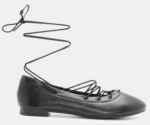 Μπαλαρίνες Lace Up - Μαύρο