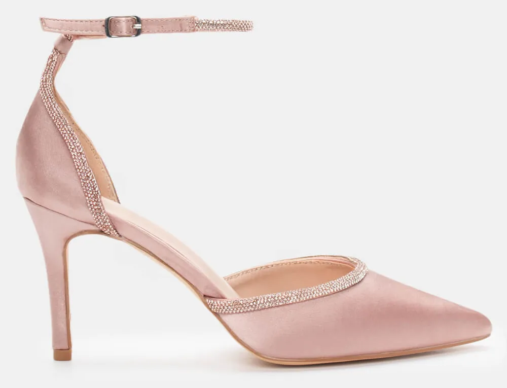 Γόβες Μυτερές με Διακοσμητικά Strass - Χαλκός