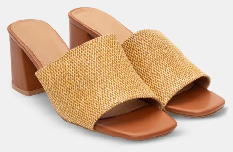 Mules με Πλεκτή Πλέξη - Κάμελ
