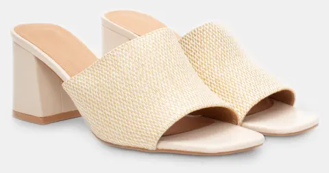 Mules με Πλεκτή Πλέξη - Μπεζ