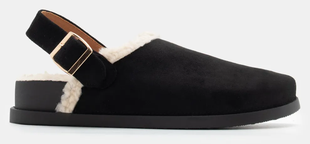 Clogs Σαμπό με Εσωτερική Επένδυση Γούνας - Μαύρο