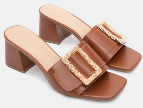 Mules με Διακοσμητική Τόκα - Κάμελ