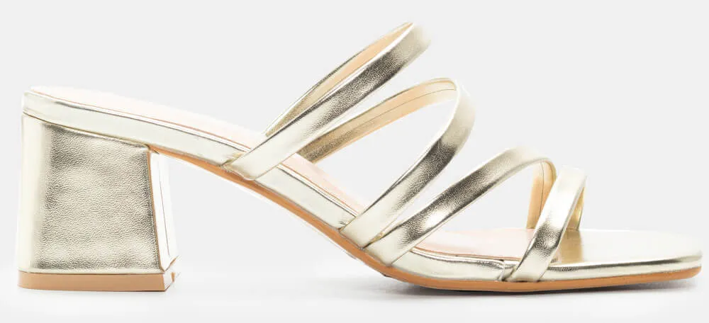 Mules με Λουράκια - Χρυσό