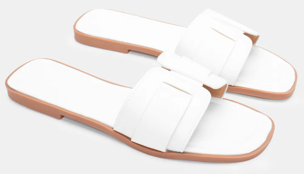 Σανδάλια Flat με Φάσα - Λευκό