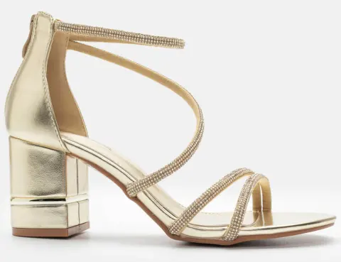 Πέδιλα με Φερμουάρ & Strass - Χρυσό