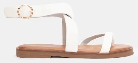 Σανδάλια Flat με Χιαστί Λουράκια - Λευκό