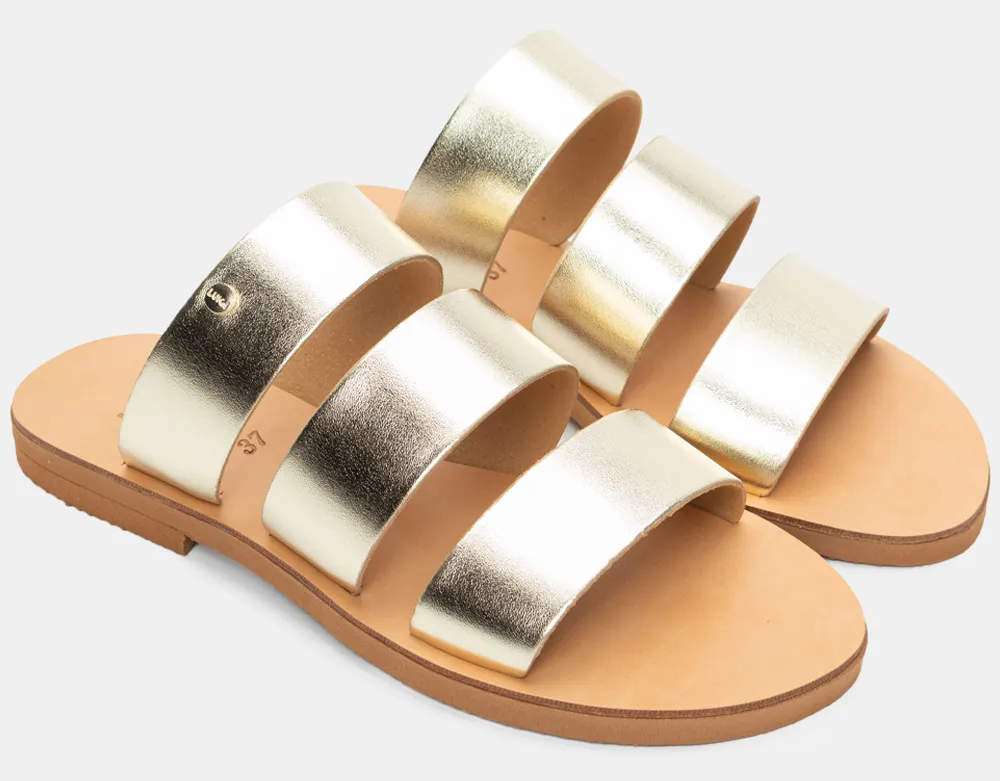 LUIGI DESIGN - Flat Σανδάλια με Λουράκια - Χρυσό