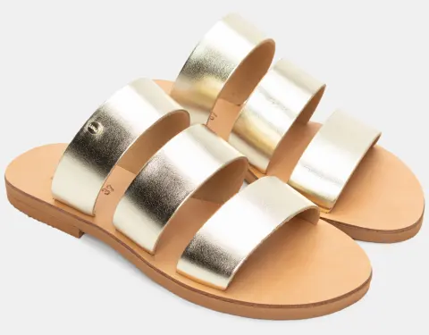 LUIGI DESIGN - Flat Σανδάλια με Λουράκια - Χρυσό