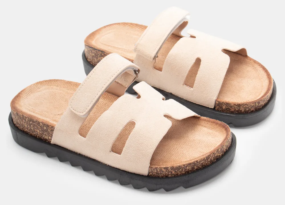 Σανδάλια Flatform με Λουράκι Scratch - Μπεζ