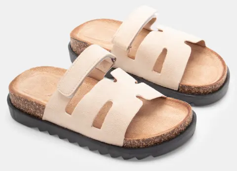 Σανδάλια Flatform με Λουράκι Scratch - Μπεζ