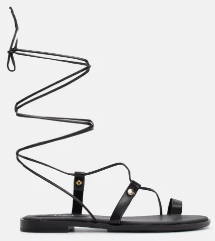 LUIGI DESIGN - Flat Σανδάλια Lace Up - Μαύρο