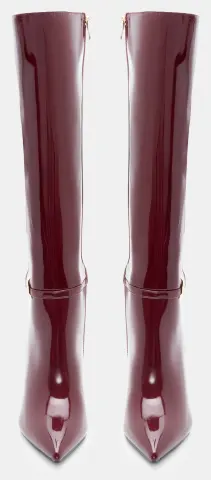 Μπότες Μυτερές με Διακοσμητικό Λουράκι - Μπορντό-Λουστρίνι