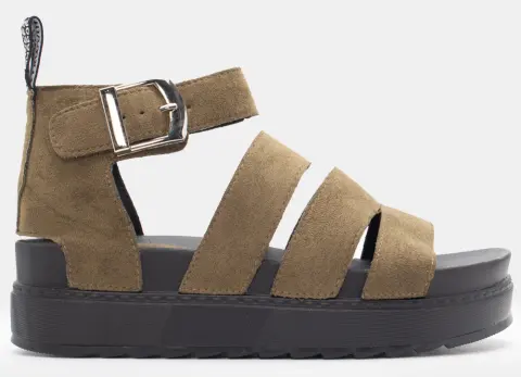 Σανδάλια Flatform με Λουράκια & Μπαρέτα - Χακί