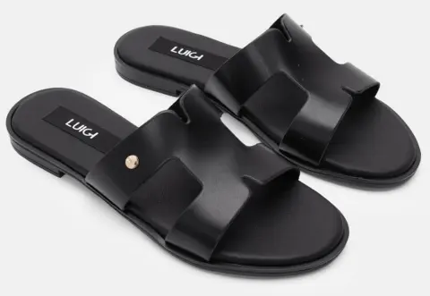 LUIGI DESIGN-Flat Σανδάλια με Ανοίγματα Στο Πλάι - Μαύρο