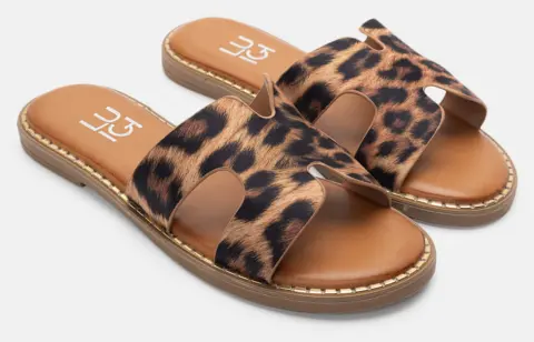 LUIGI DESIGN - Flat Σανδάλια με Ανοίγματα στο Πλάι - Animal Print
