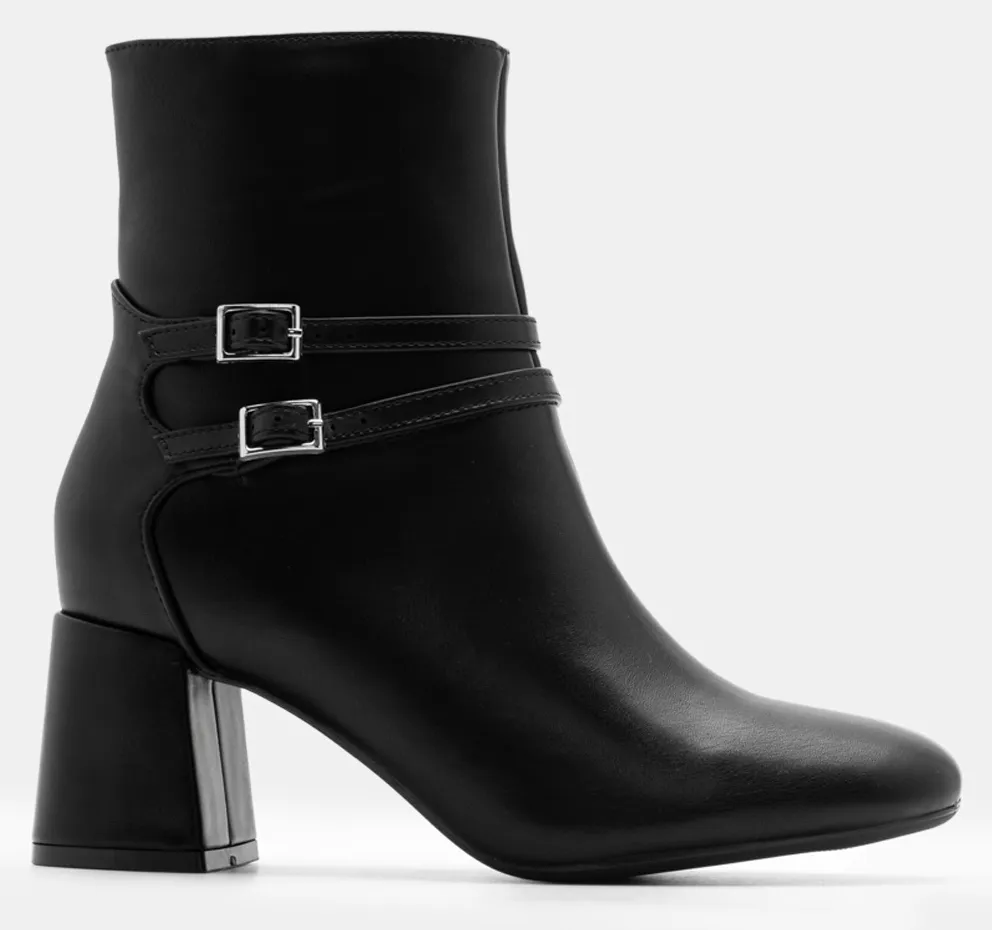 Μπότακια με Διπλά Λουράκια - Μαύρο