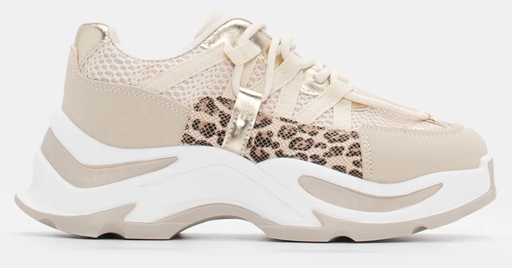 Sneakers Chunky σε Συνδυασμό Χρωμάτων - Μπεζ