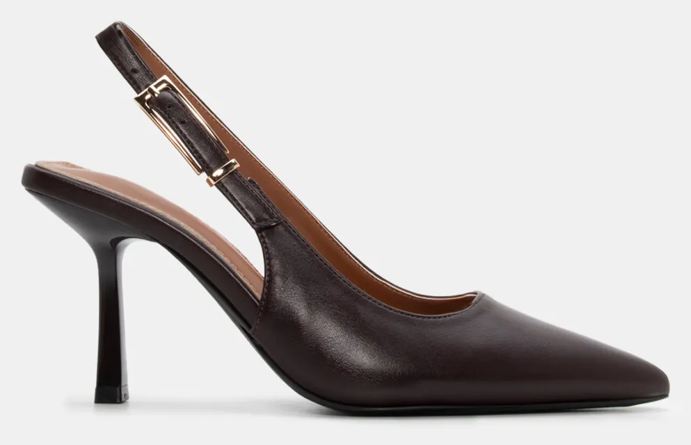 Γόβες Μυτερές Slingback - Καφέ Σκούρο