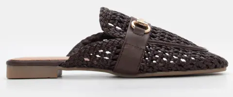Mules Loafers με Πλεκτό Σχέδιο - Καφέ Σκούρο