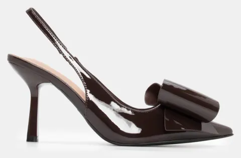 Γόβες Μυτερές με Διακοσμητικό Φιόγκο - Καφέ Σκούρο