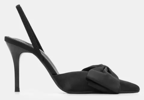 Γόβες Μυτερές Slingback με Φιόγκο - Μαύρο