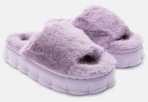 Παντόφλες Γούνινες - Λιλά