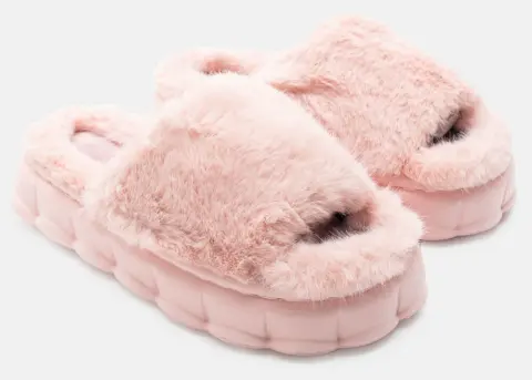 Παντόφλες Γούνινες - Ροζ
