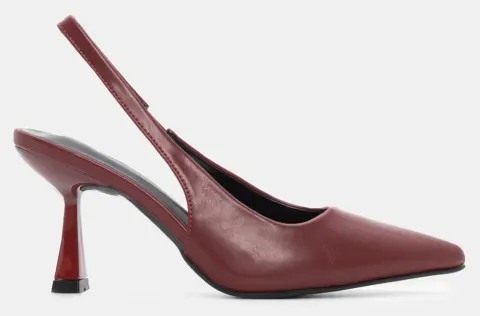 Γόβες Μυτερές Slingback με Λάστιχο - Μπορντό