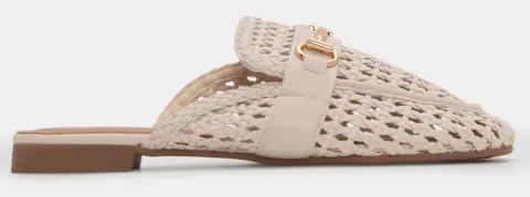 Mules με Πλεκτή Πλέξη & Διακοσμητική Αγκράφα - Μπεζ