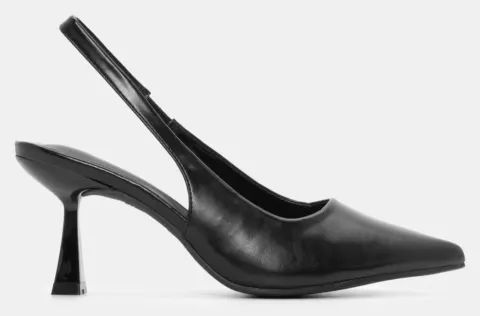 Γόβες Μυτερές Slingback με Λάστιχο - Μαύρο