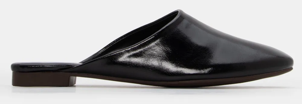 Mules Flat Μονόχρωμα - Μαύρο