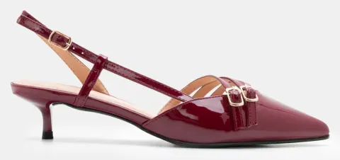 Γόβες Μυτερές με Πολλαπλά Λουράκια - Μπορντό-Λουστρίνι