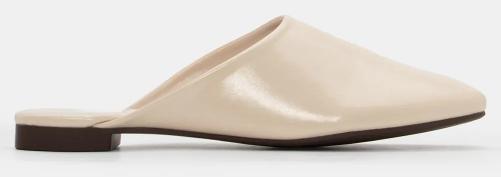 Mules Flat Μονόχρωμα - Μπεζ