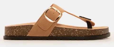 Σανδάλια Flatform με Τόκα - Μπεζ-Σκούρο