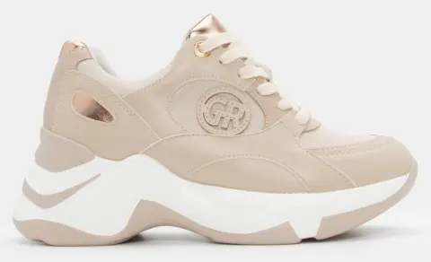 Sneakers Δίσολα με Συνδυασμό Χρωμάτων - Μπεζ