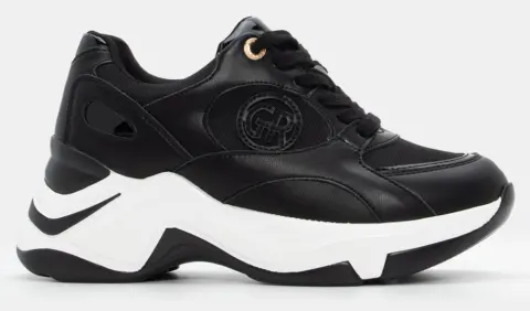 Sneakers Δίσολα με Συνδυασμό Χρωμάτων - Μαύρο