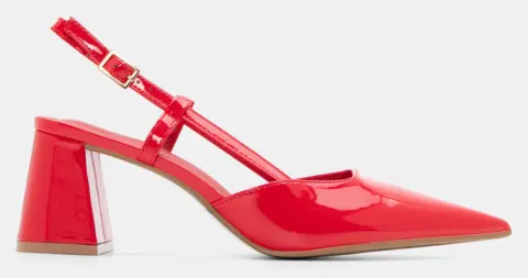 Γόβες Μυτερές Slingback - Κόκκινο-Λουστρίνι