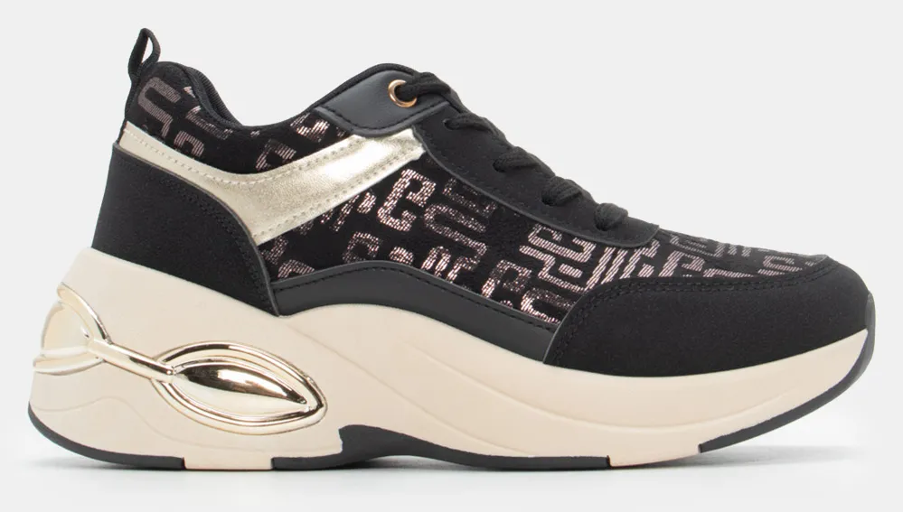 Sneakers σε Συνδυασμό Χρωμάτων & Μεταλλικές Λεπτομέρειες - Μαύρο