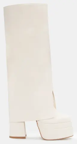 Μπότες με Εφέ Αναδιπλούμενης Φάσας & Διπλή Φιάπα - Μπεζ