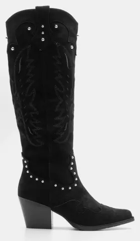 Μπότες Cowboy με Διακοσμητικά Τρούκς - Μαύρο