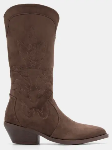 Μπότες Cowboy με Κέντημα - Καφέ