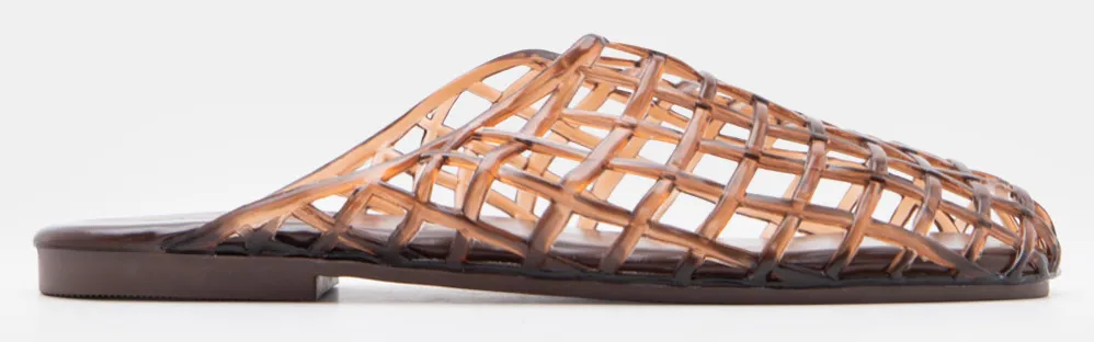 Mules Jelly Flat με Πλέξη - Καφέ Σκούρο