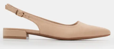 Γοβάκια Slingback Μυτερά με Τόκα - Μπεζ