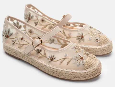 Εσπαντρίγιες με Δίχτυ & Κέντημα - Μπεζ