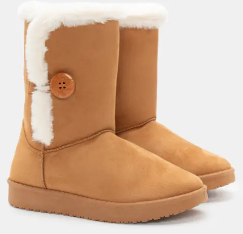 Μποτάκια με Εσωτερική Επένδυση Γούνας - Κάμελ