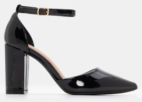 Γόβες Μυτερές με Μπαρέτα - Μαύρο-Λουστρίνι