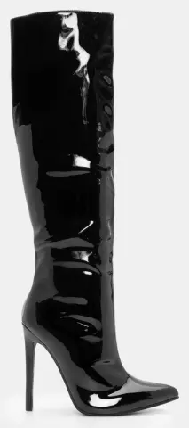 Μπότες Μυτερές Μονόχρωμες - Μαύρο-Λουστρίνι