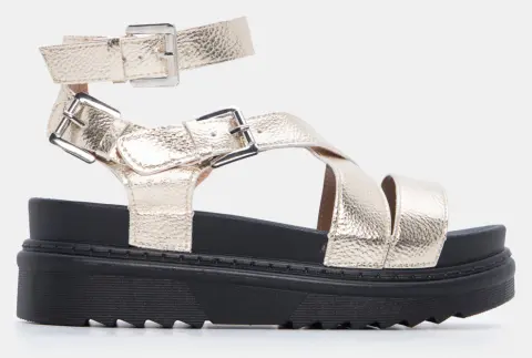 Πλατφόρμες με Μπαρέτα & Χιαστί Λουράκια - Χρυσό