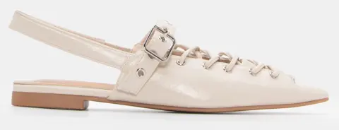 Γοβάκια Μυτερά με Κορδόνια & Τόκα - Μπεζ