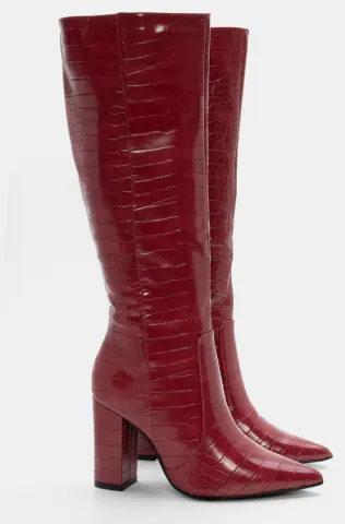 Μπότες Μυτερές Croco - Μπορντό